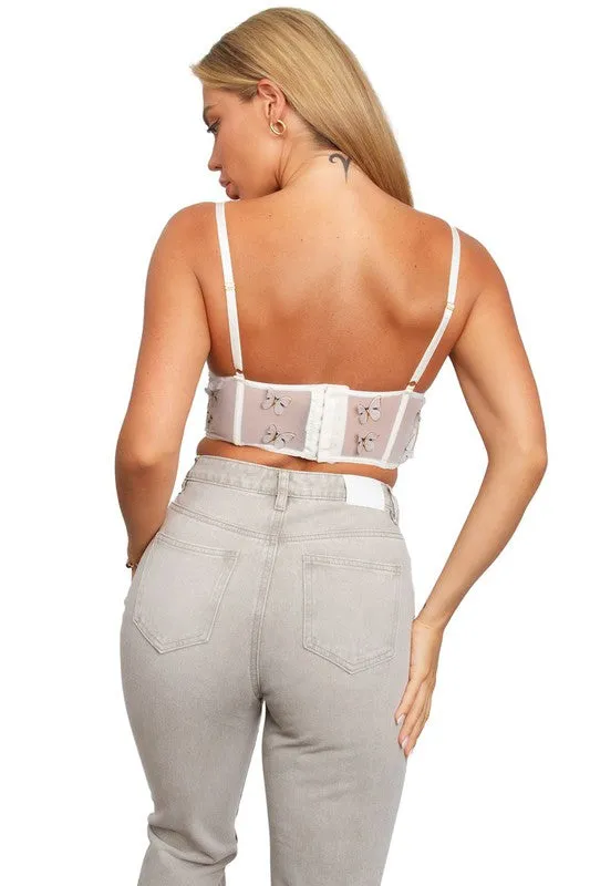 White Butterfly Corset Top