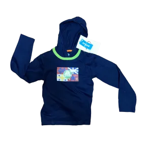 Kids Navy Long Sleeve Hooded Shirt - Size 5