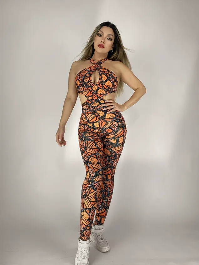 Stylish Orange Jumpsuit by La Fitwear