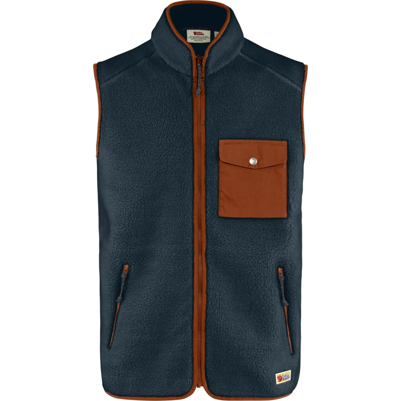 Large Men's Navy-autumn Leaf Vardag Fleece Vest