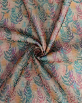 Multicolor Leafs Polyester Organza Fabric