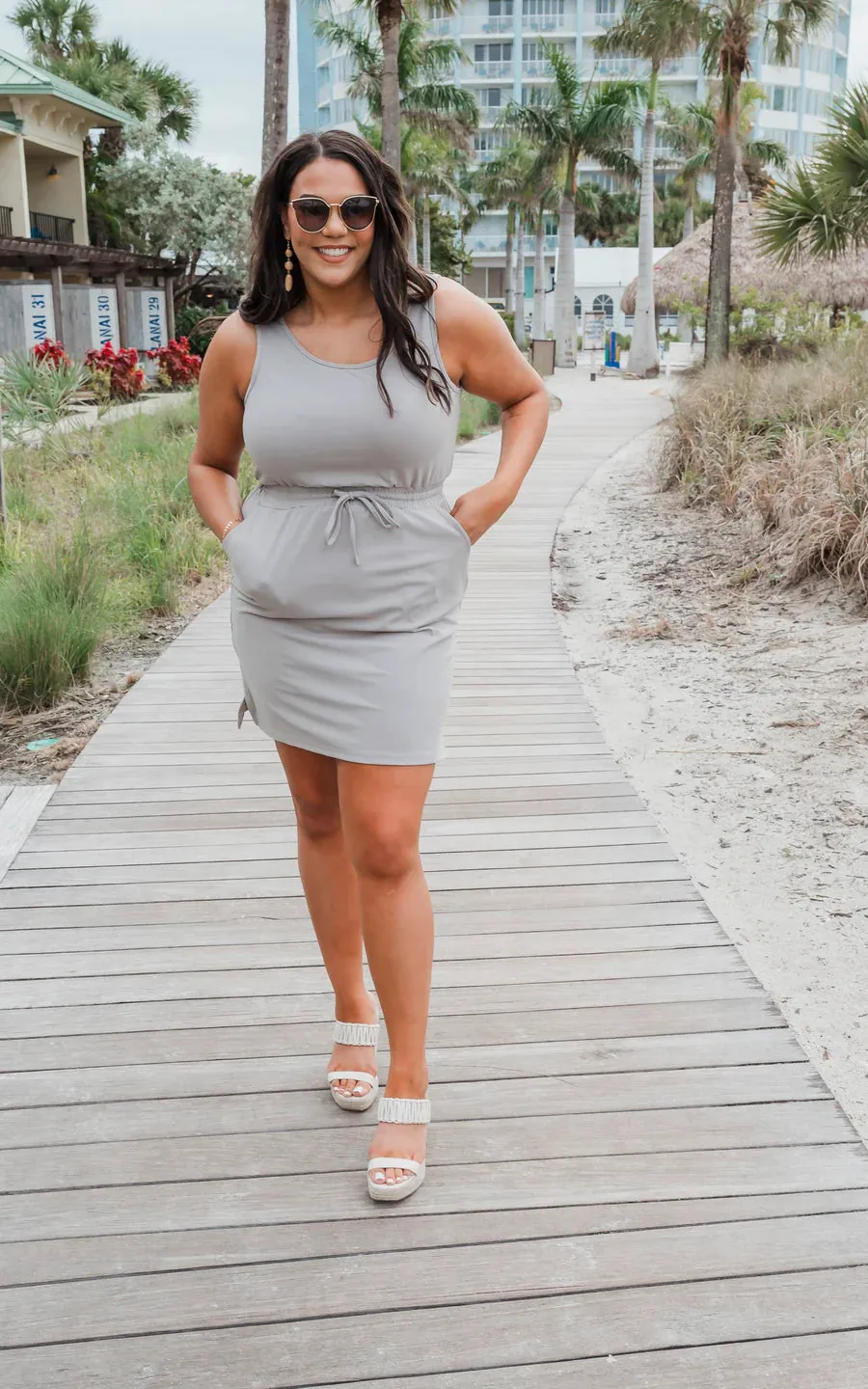 Light Grey SALTY WAVE SOPHIA Everyday Tank Dress