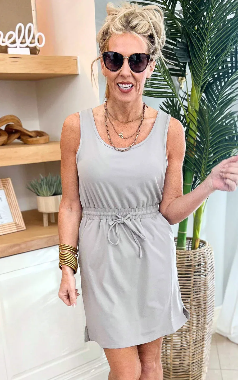 Light Grey SALTY WAVE SOPHIA Everyday Tank Dress