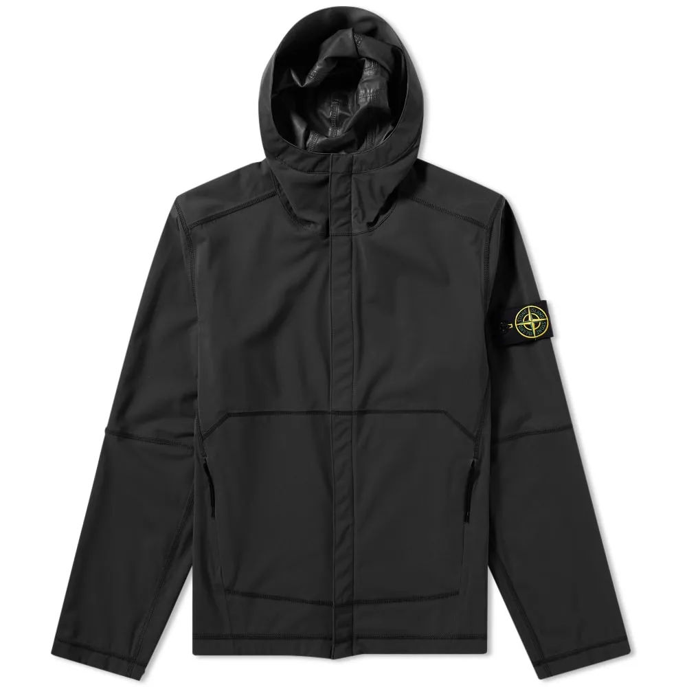 Light Soft Shell SI Check Grid Hooded JacketBlack