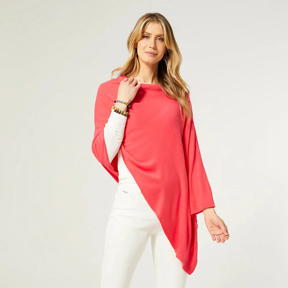 Bright Living Coral Poncho