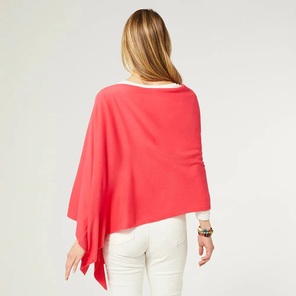 Bright Living Coral Poncho