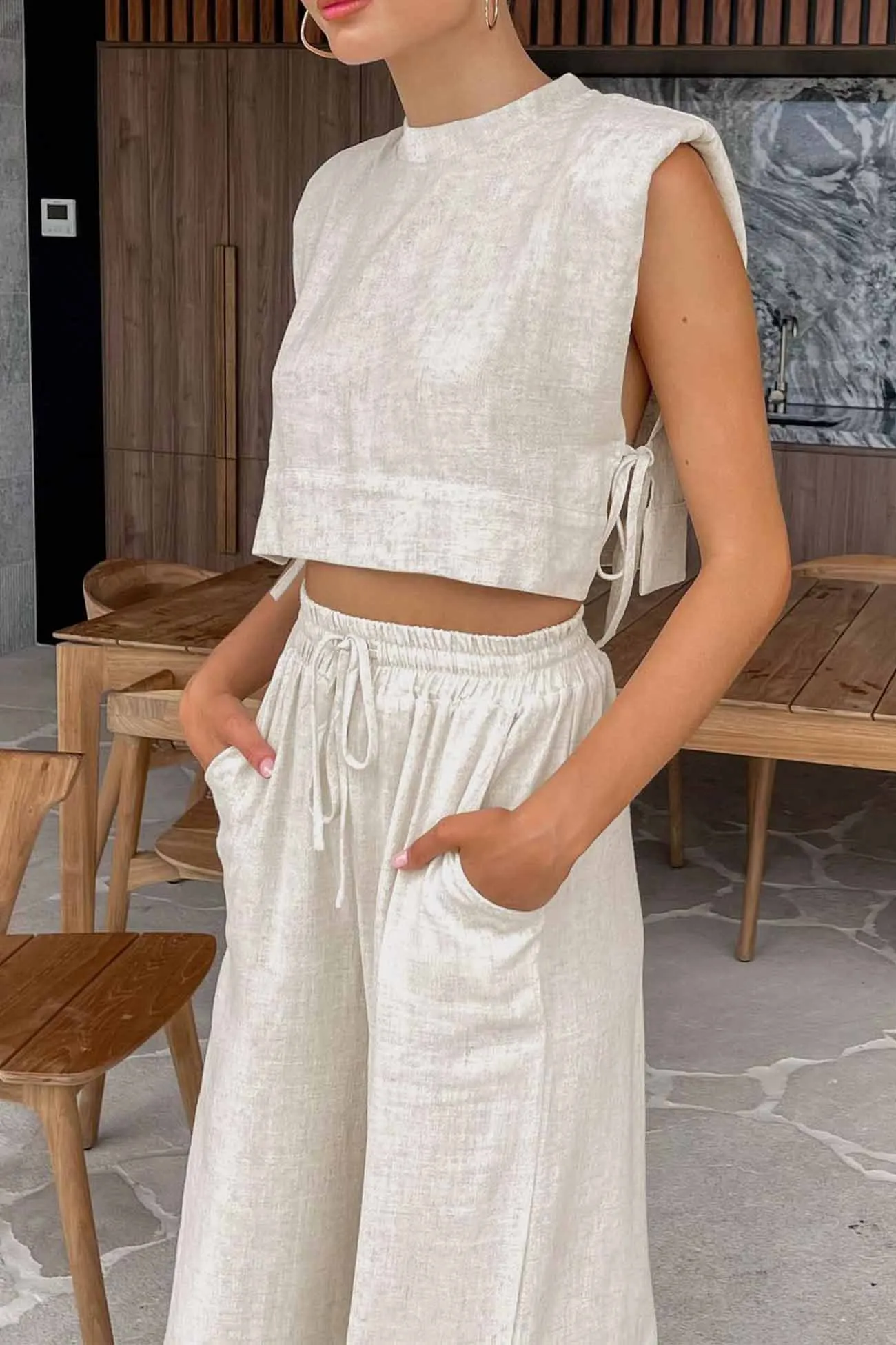 Linen Crop Top Set