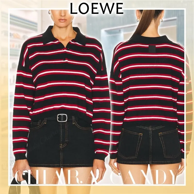 Loewe Elegant Wool Striped Long Sleeve