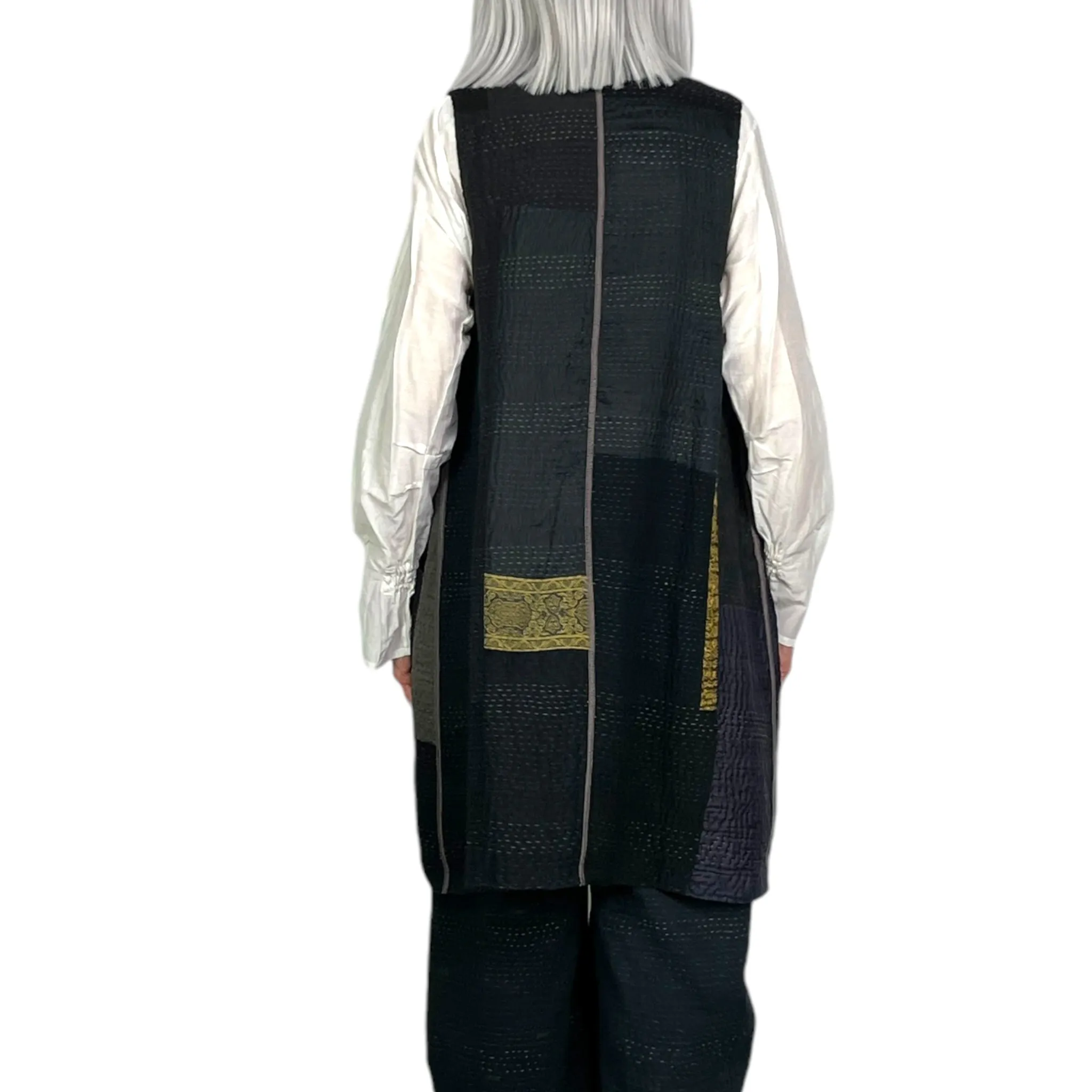 Long Kimono Vest with Patch