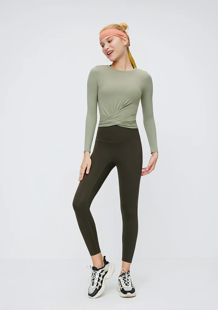 Long Sleeve Crop Tops with Tummy Cross FlexEase