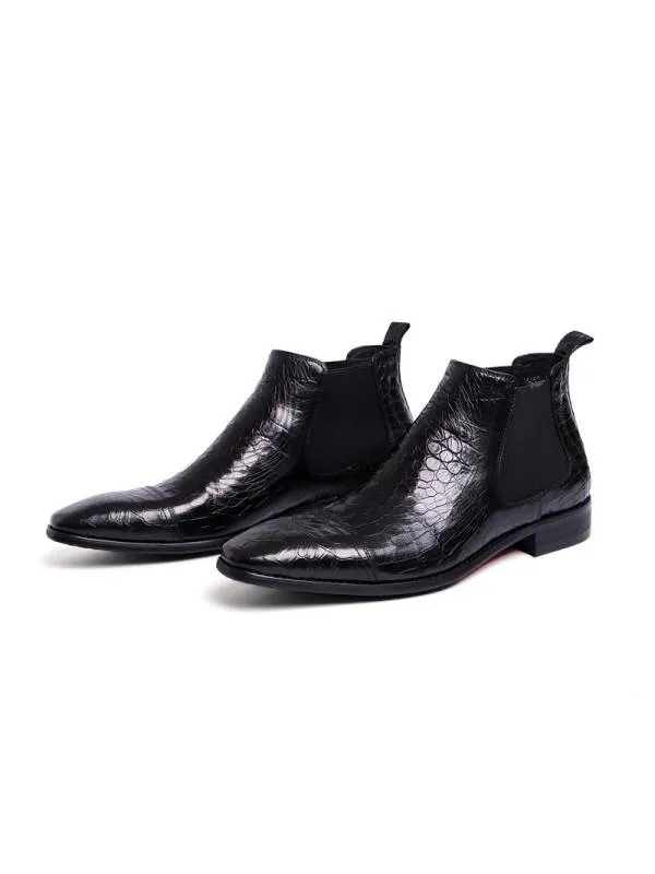 Crocodile Leather Chelsea Booties by Lorenzo