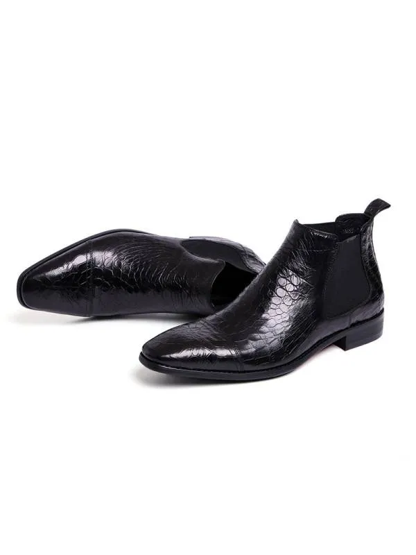 Crocodile Leather Chelsea Booties by Lorenzo