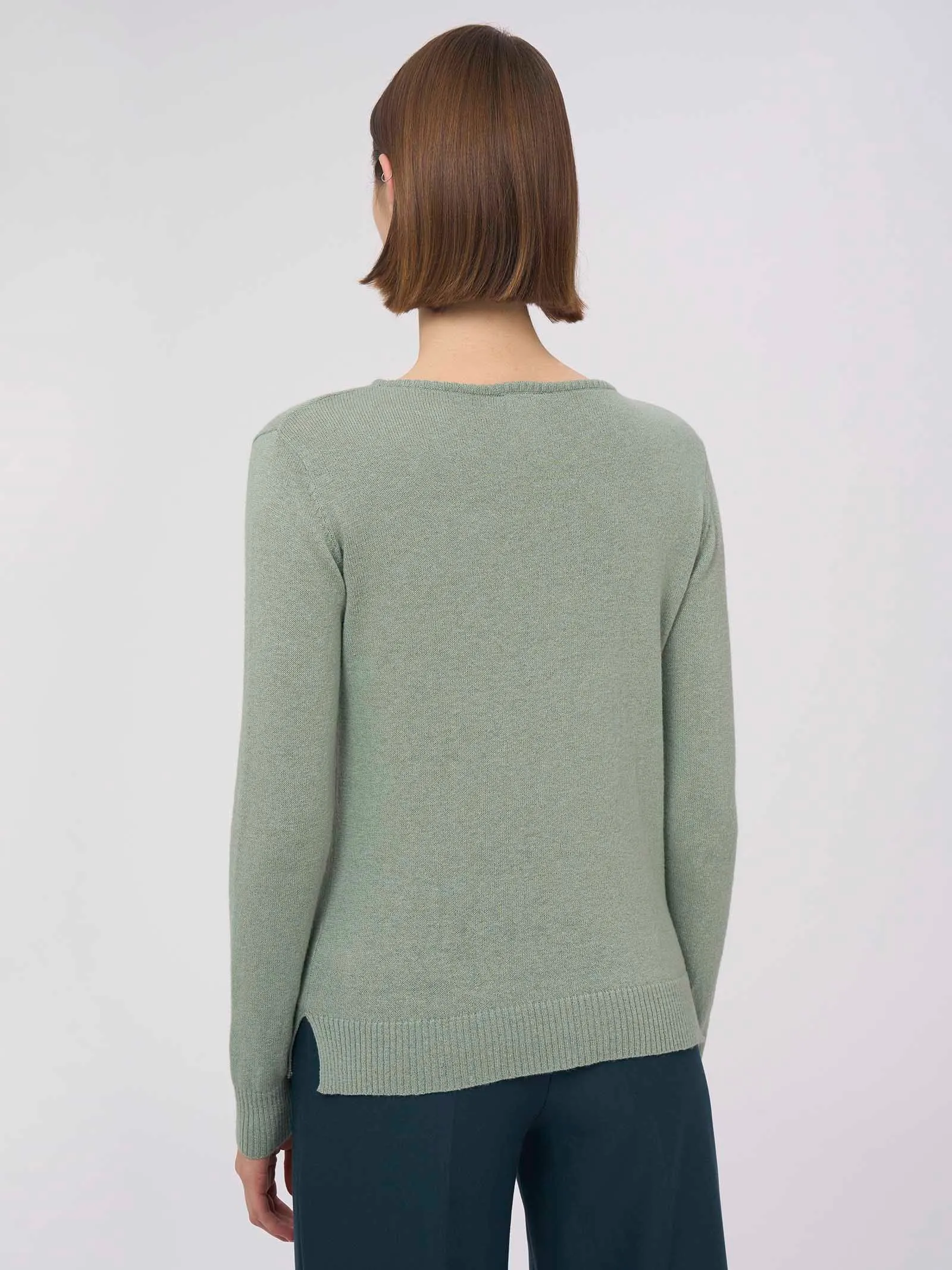 Kombu Green Nice Wool Boat Neck Sweater