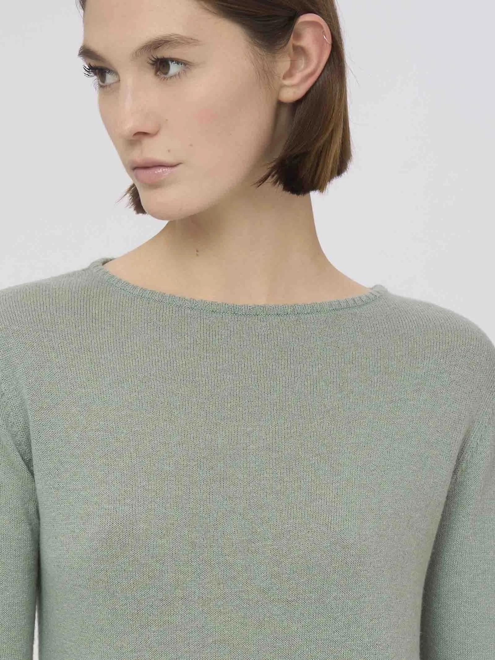 Kombu Green Nice Wool Boat Neck Sweater