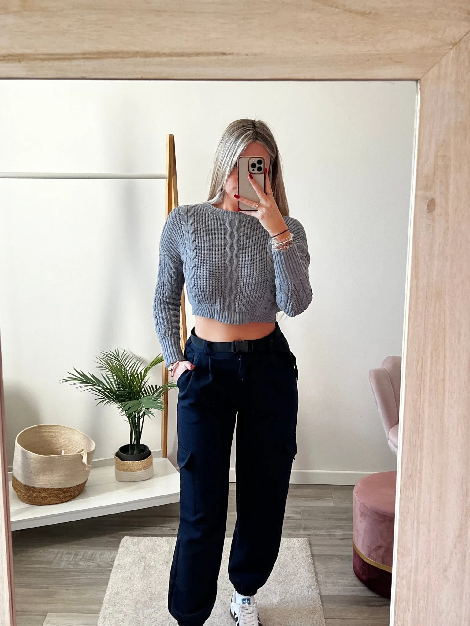 Braided Knit Crop Sweater