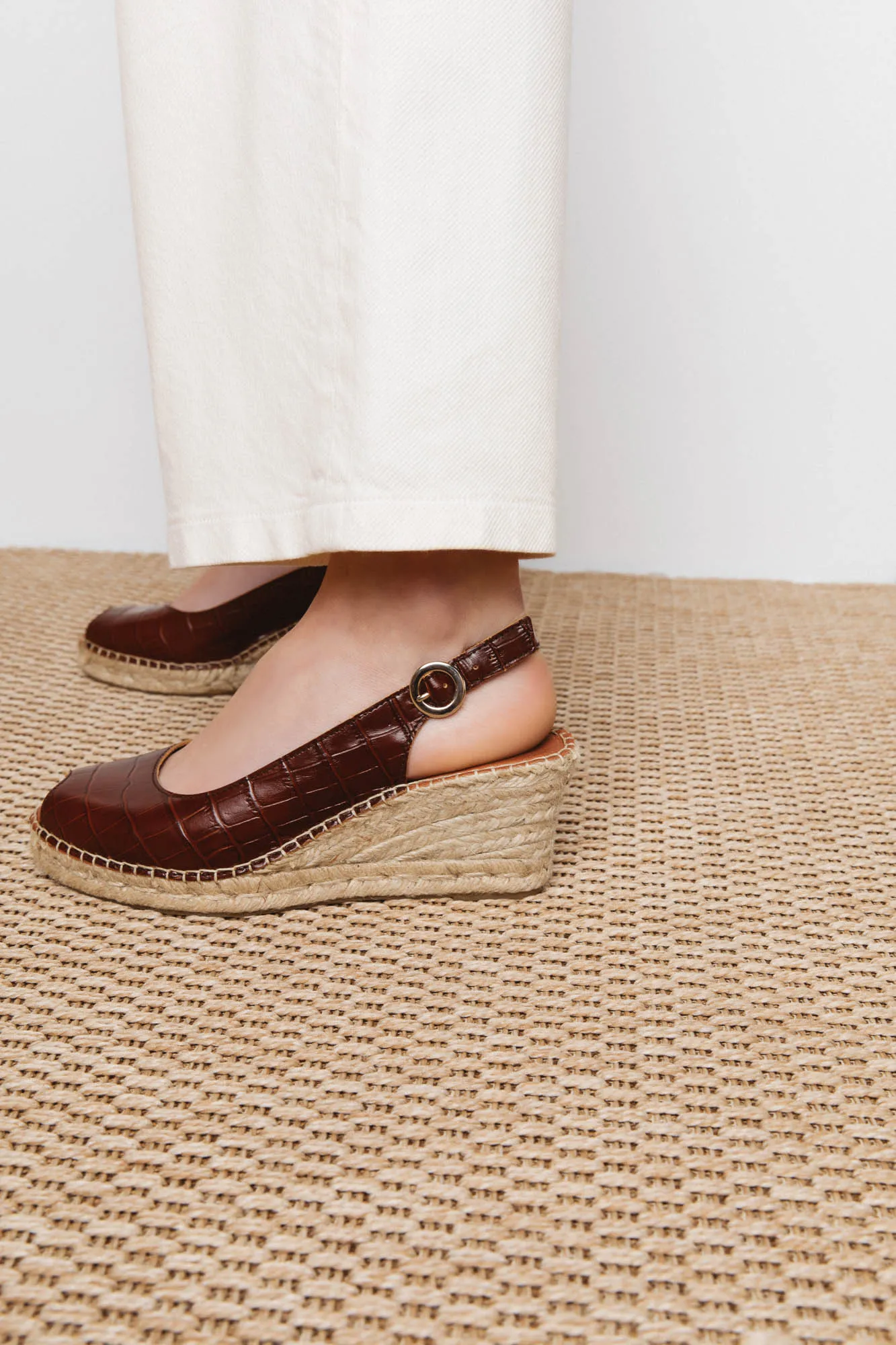 Manuela Cognac Embossed Espadrilles