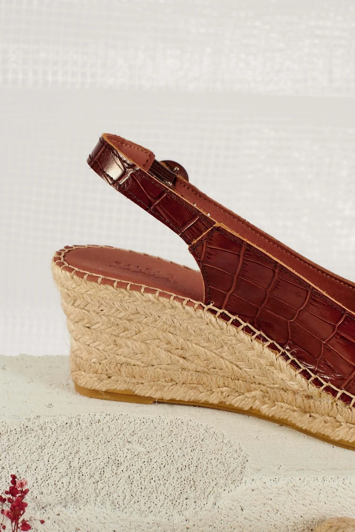 Manuela Cognac Embossed Espadrilles