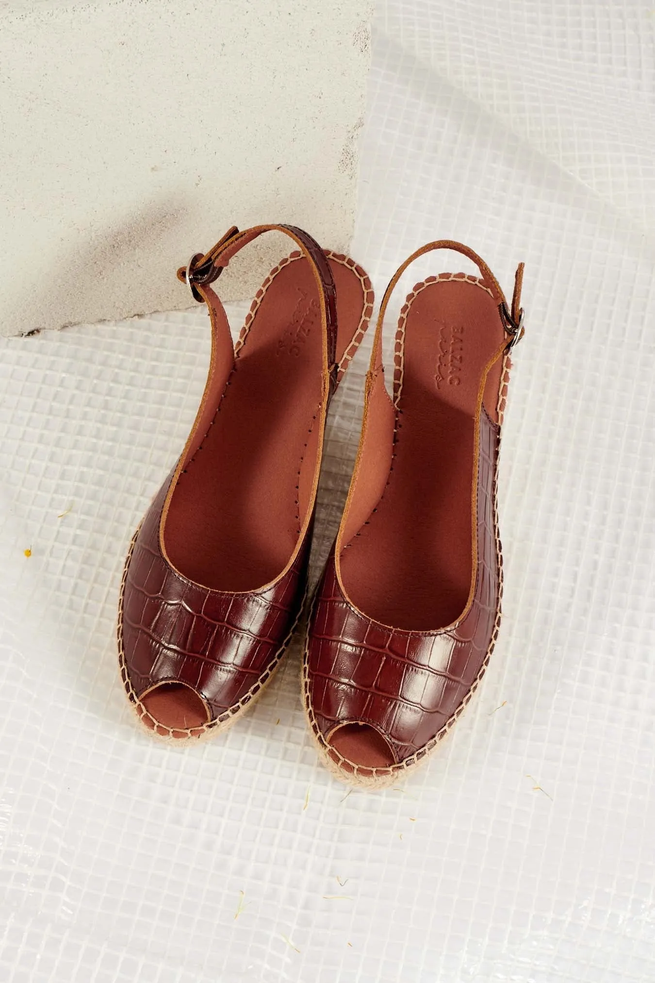 Manuela Cognac Embossed Espadrilles