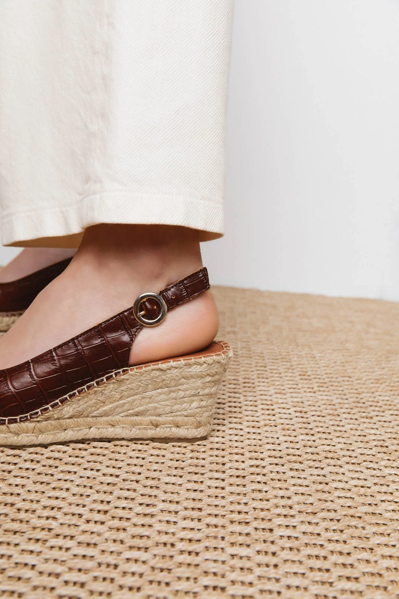 Manuela Cognac Embossed Espadrilles