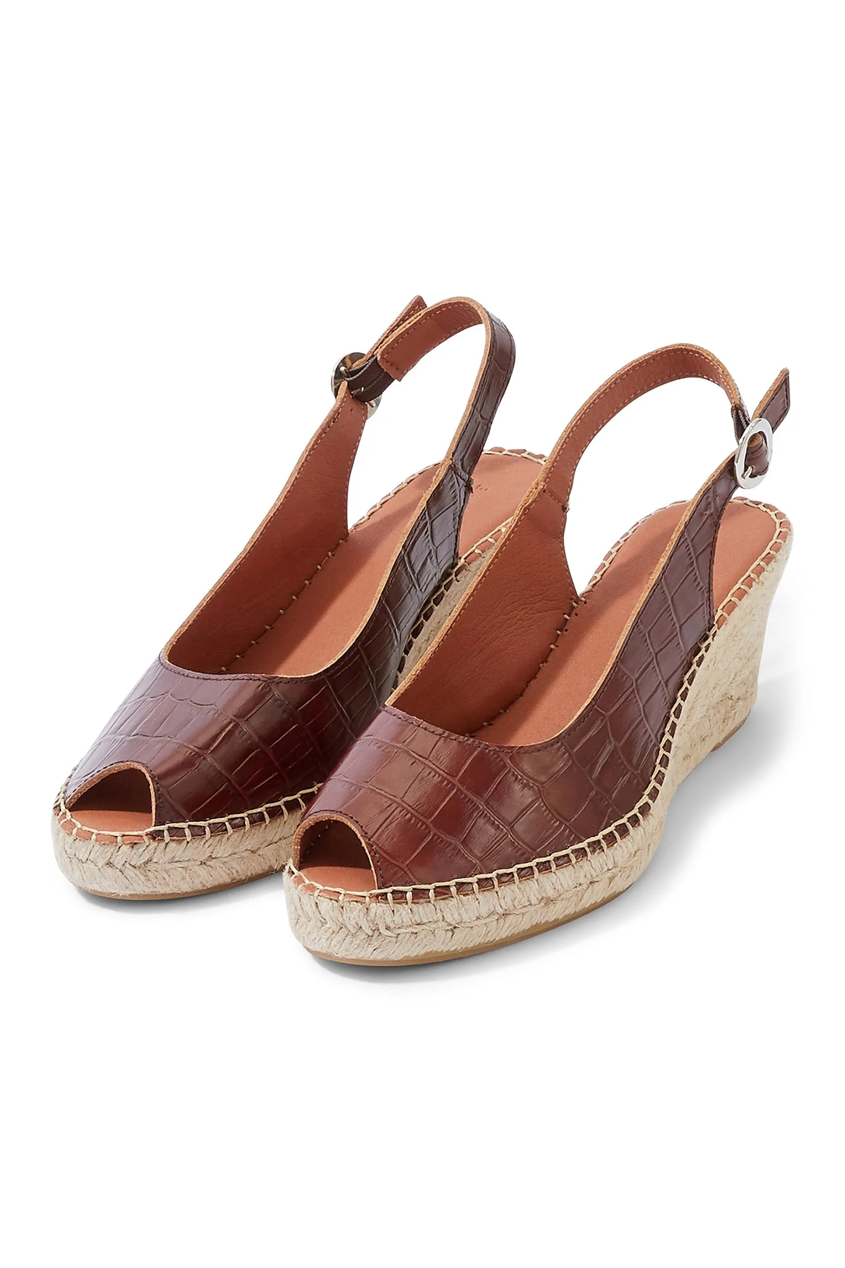 Manuela Cognac Embossed Espadrilles