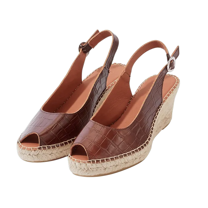 Manuela Cognac Embossed Espadrilles