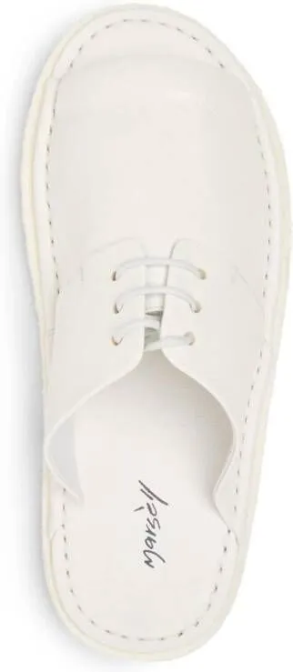 White Leather Lace-Up Flip Flops by Marsèll