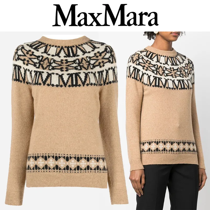 Casual Style Wool Nylon Rib Street Style Crew Neck by MaxMara