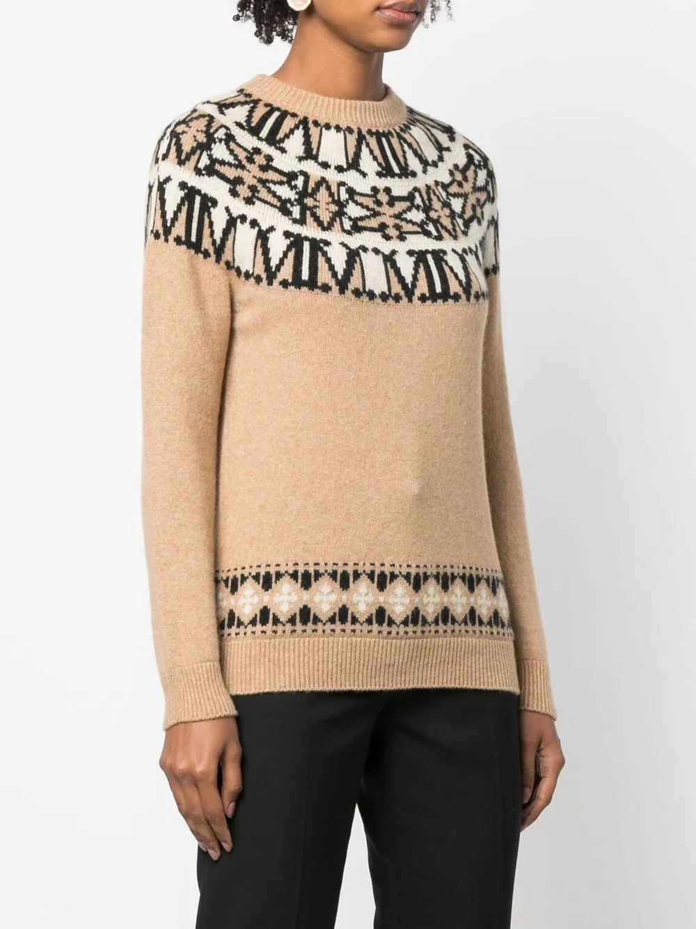 Casual Style Wool Nylon Rib Street Style Crew Neck by MaxMara