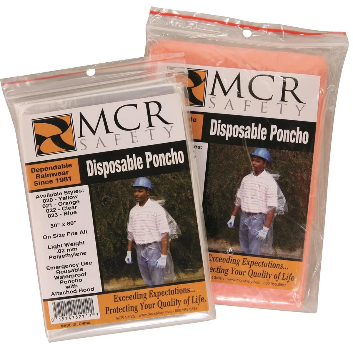 MCR Safety Disposable Rain Ponchos 12-Pack