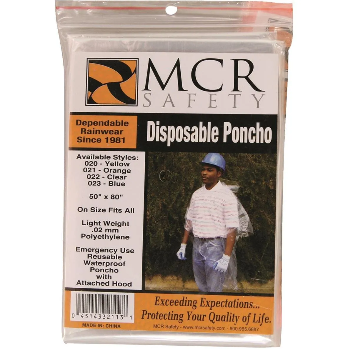 MCR Safety Disposable Rain Ponchos 12-Pack