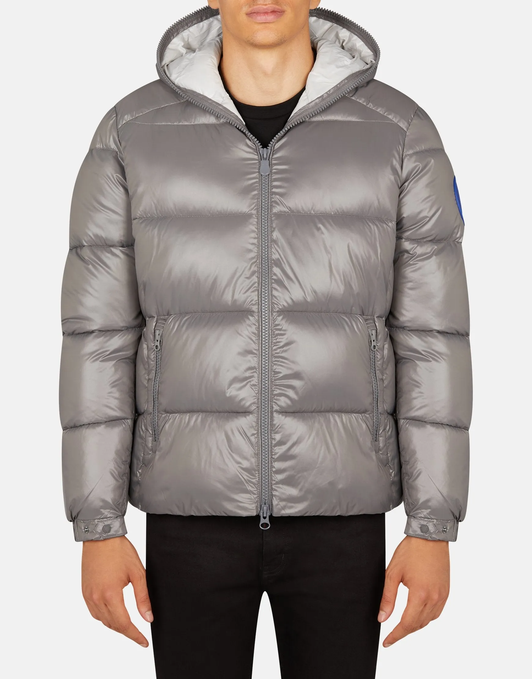 Quilted Hooded Puffer Jacket in Midgrey