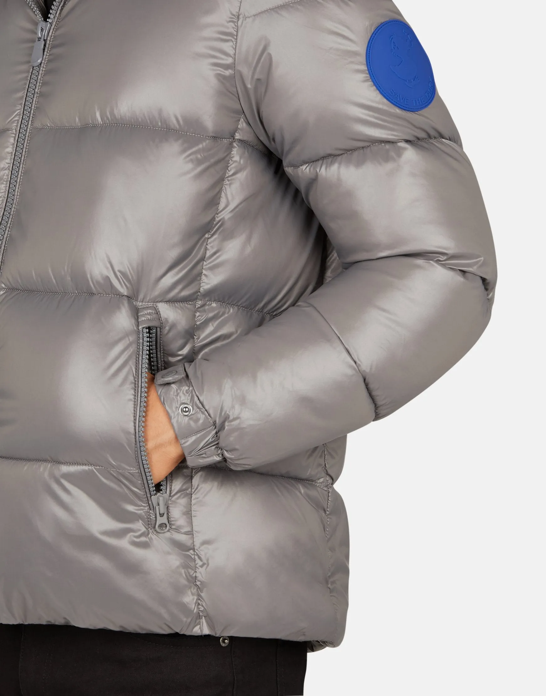 Quilted Hooded Puffer Jacket in Midgrey