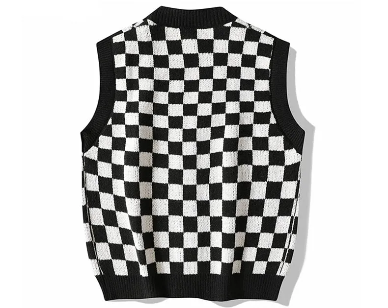 Vintage Men's Hand Knitted Sleeveless V-Neck Vest