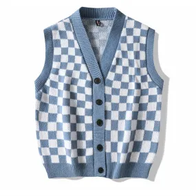 Vintage Men's Hand Knitted Sleeveless V-Neck Vest