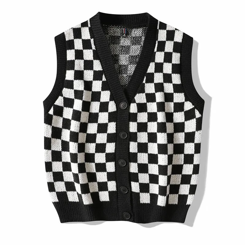 Vintage Men's Hand Knitted Sleeveless V-Neck Vest