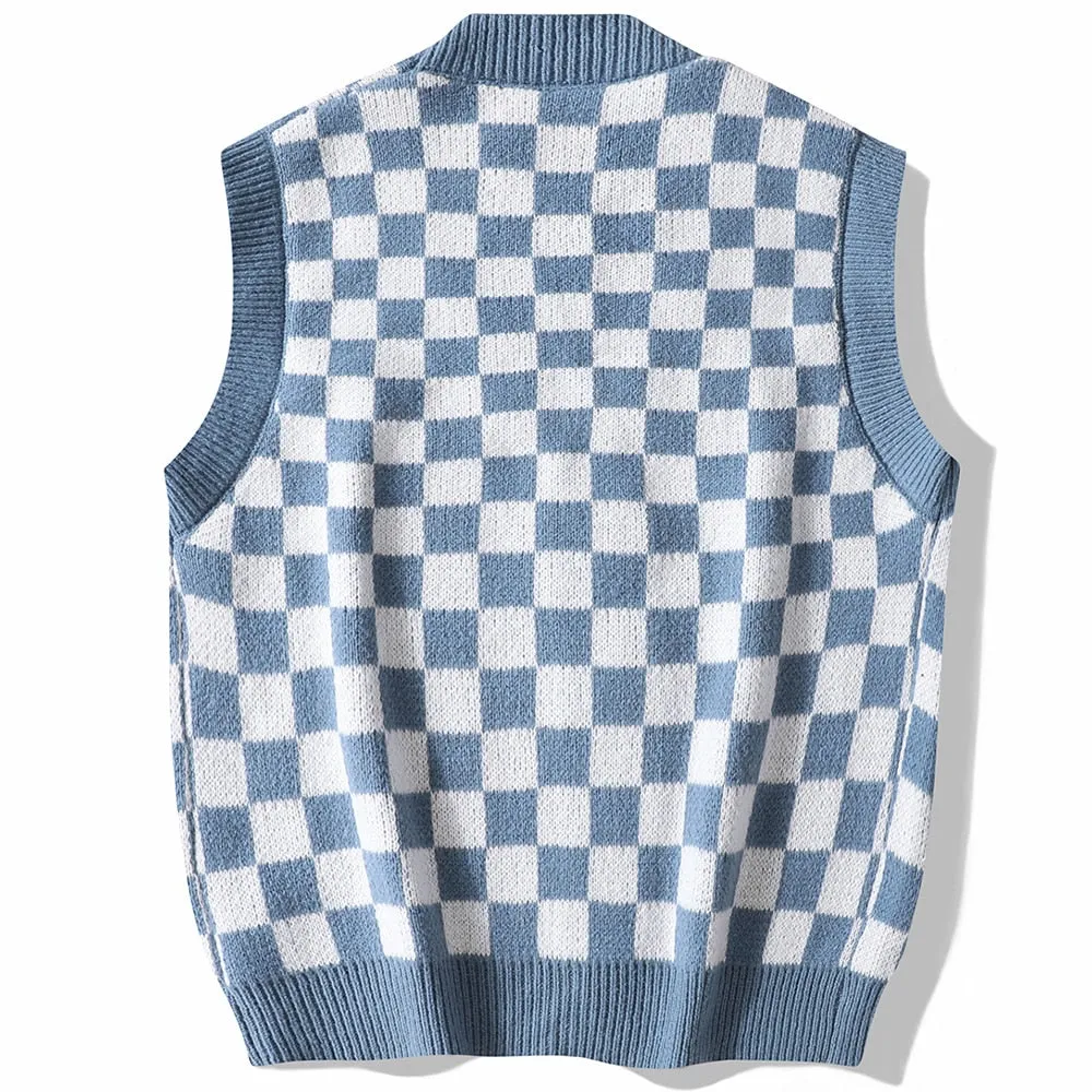 Vintage Men's Hand Knitted Sleeveless V-Neck Vest