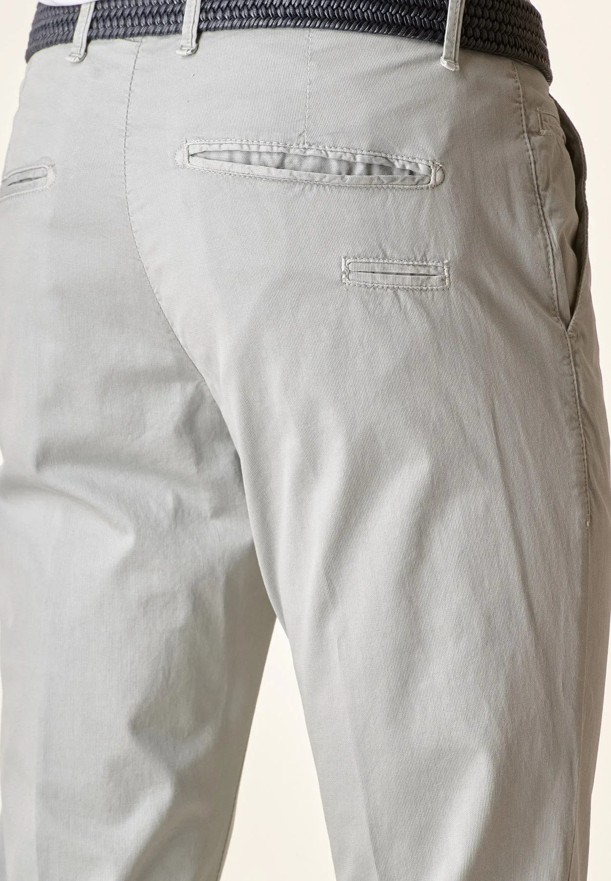 Light Gray Cotton Stretch Slim Fit Trousers