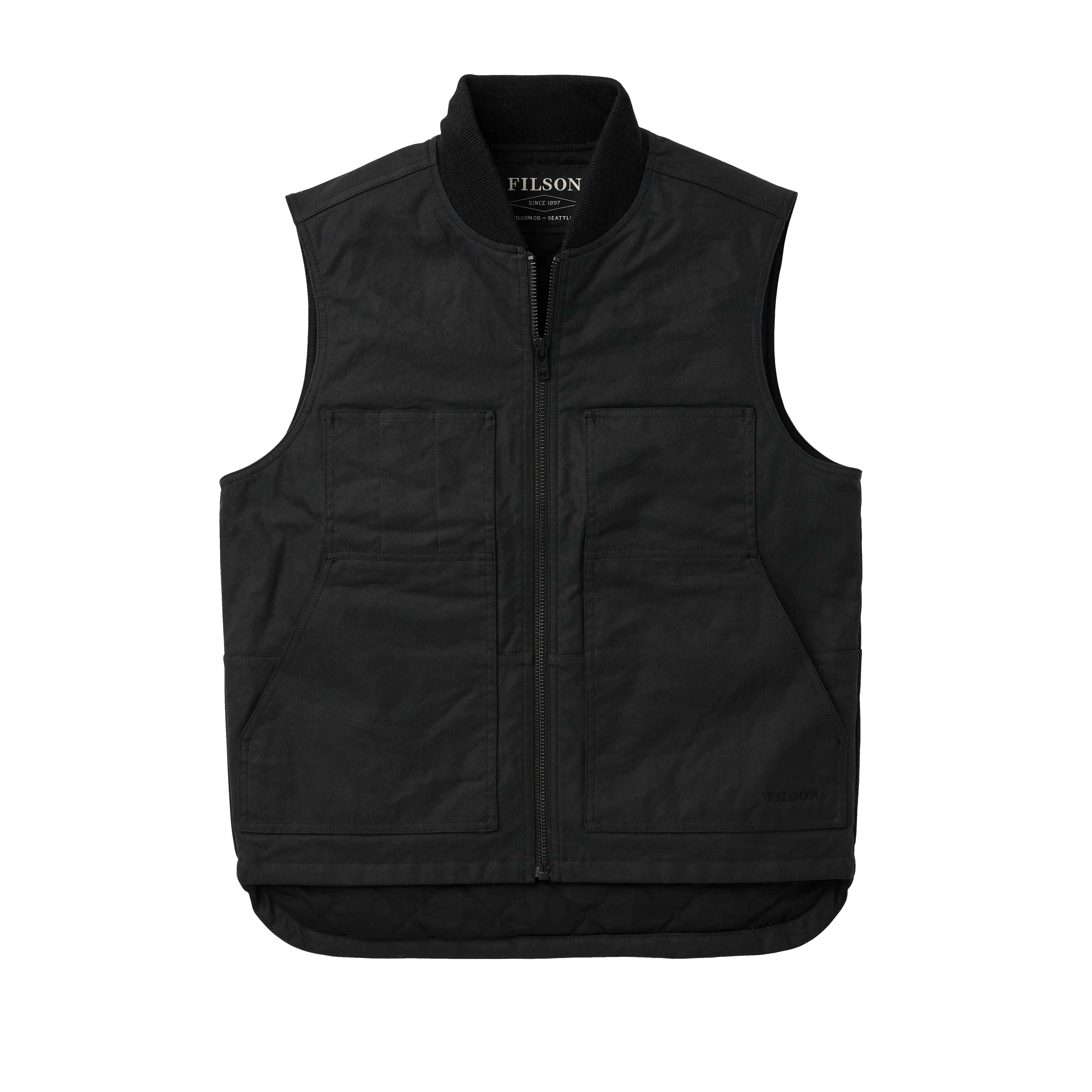 Men's Tin Cloth Insulated Work Vest Black Double Extra Large