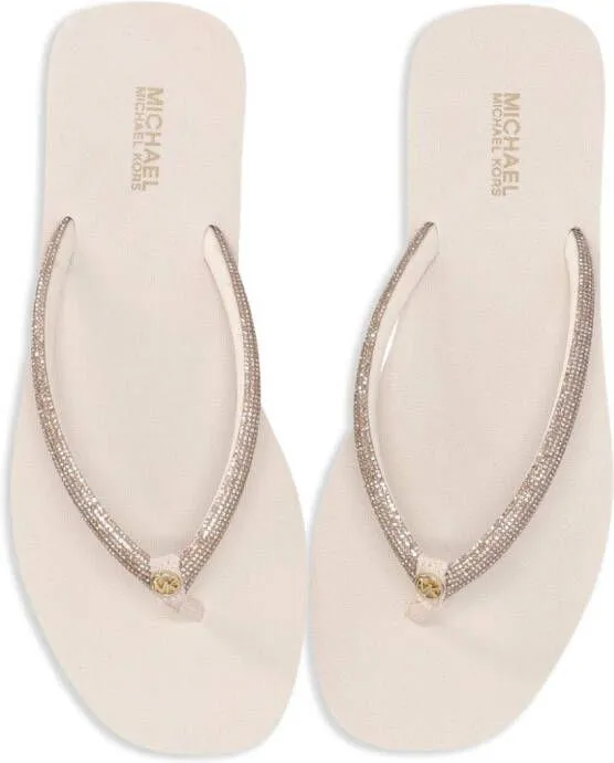 Michael Kors Jinx crystal-embellished thong sandals Neutrals