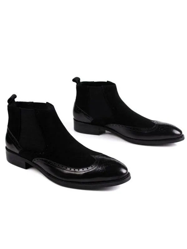 Men's Brogue Leather and Suede Chelsea Boots by Francesco