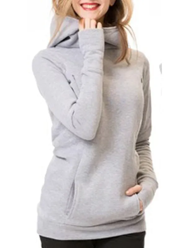 Hooded Solid Color Maternity Nursing Sweatshirt