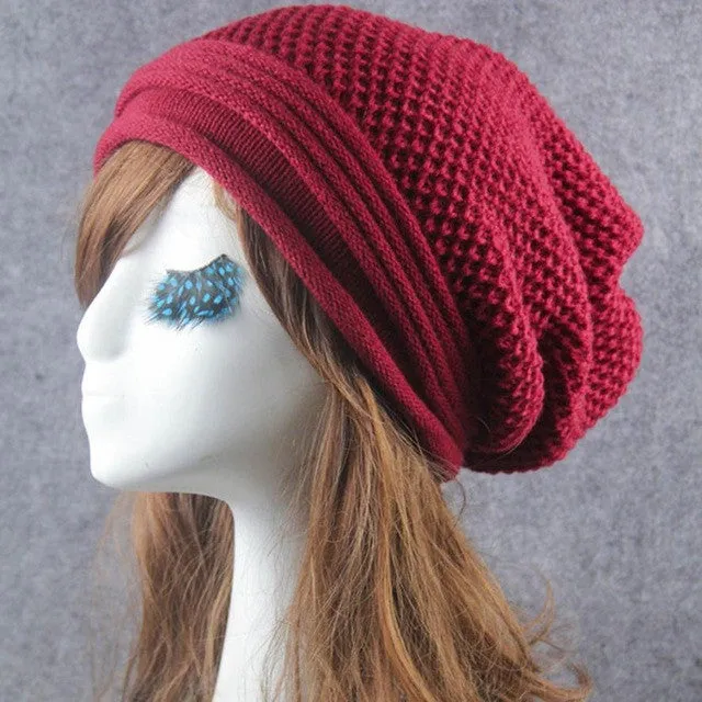 Womens Beanie Hat Knit Warm Skullies Beanies Gorros