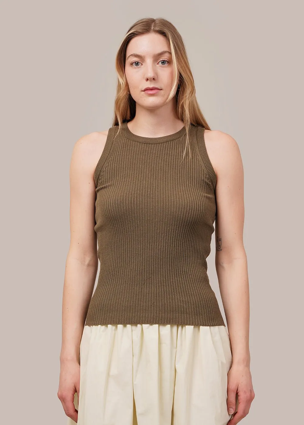 Ribbed Knit Tank in Olive