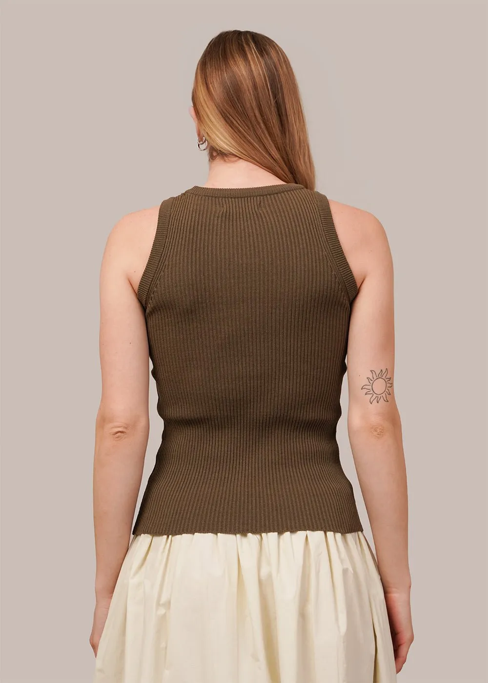 Ribbed Knit Tank in Olive