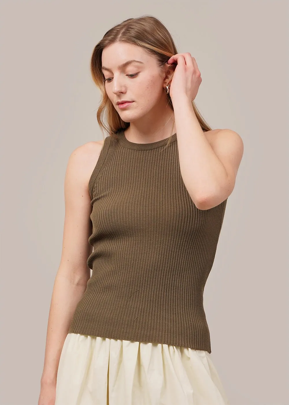 Ribbed Knit Tank in Olive