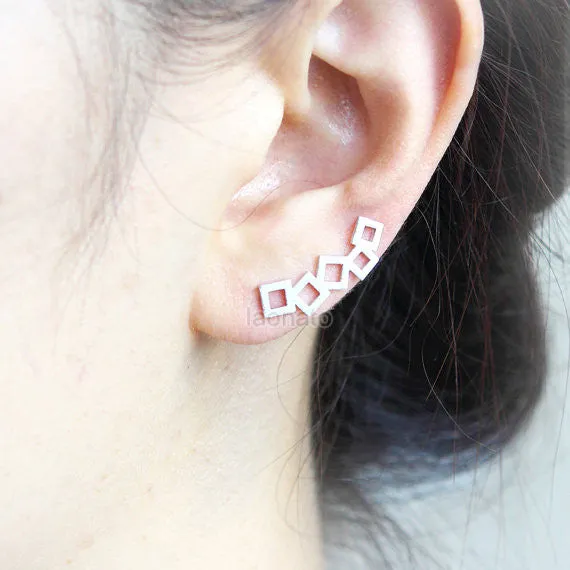 Square Ear Climber Pins;