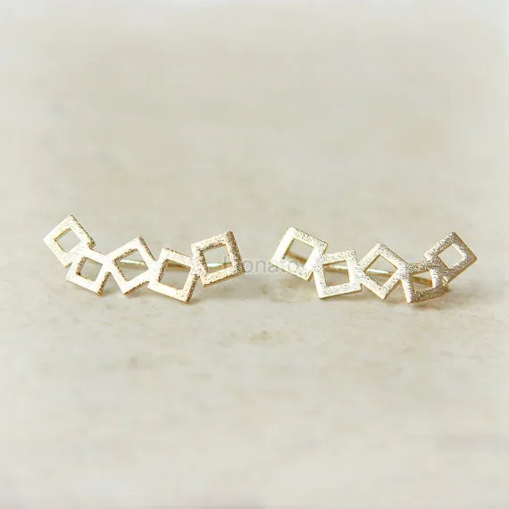 Square Ear Climber Pins;