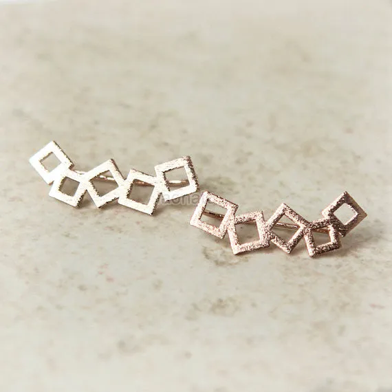 Square Ear Climber Pins;