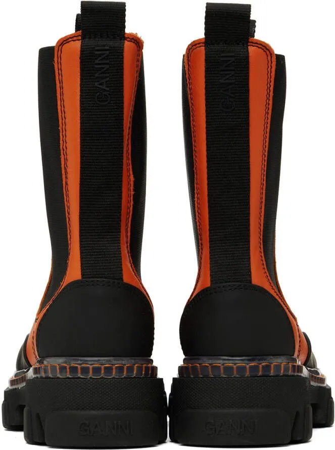 Orange Cleated Chelsea Boots by GANNI