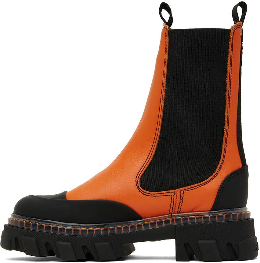 Orange Cleated Chelsea Boots by GANNI